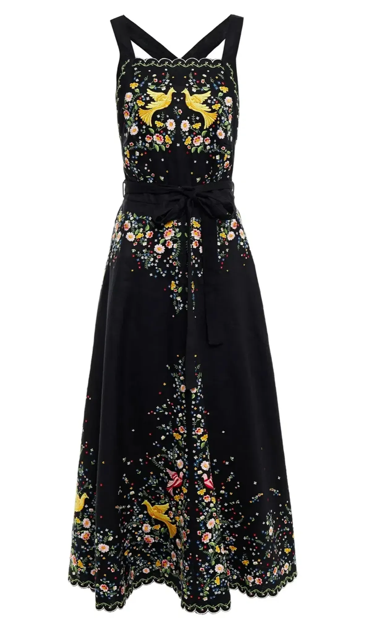 Zimmermann Carnaby Open Back Embroidered Linen Midi Dress Black Size 1 / Au 10 - Image 4