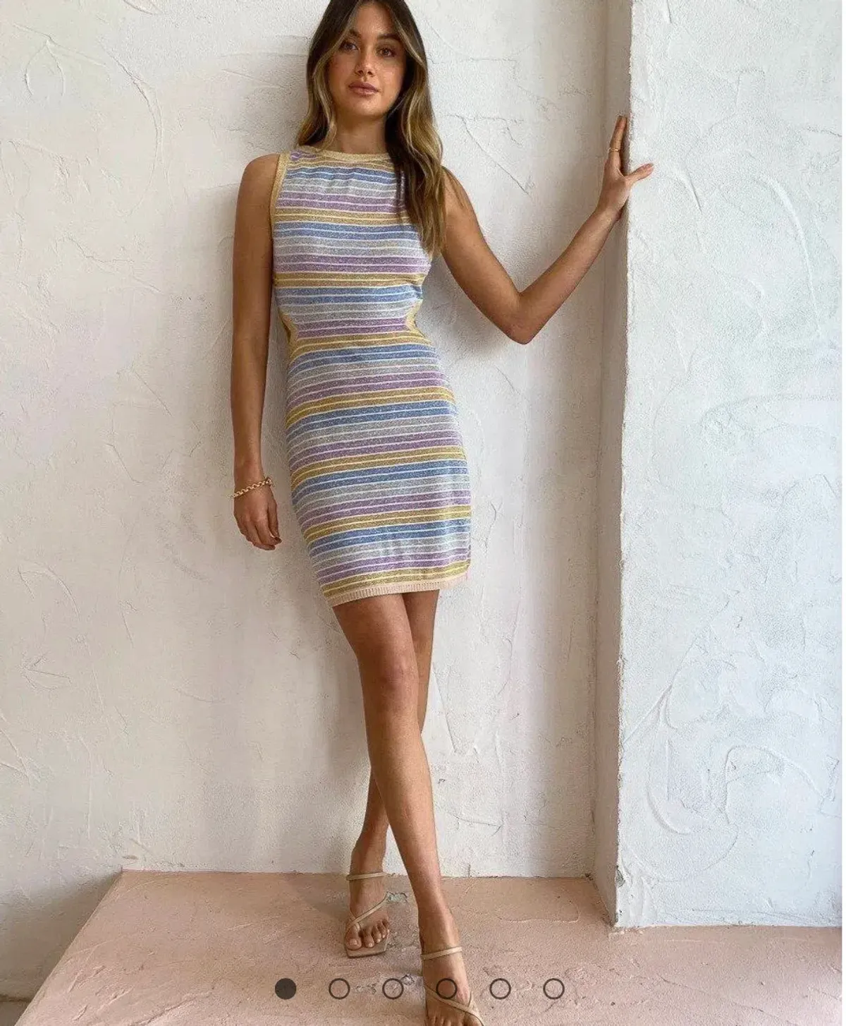 Suboo Elise Mini Dress Lilac Stripe Size 8 - Image 4