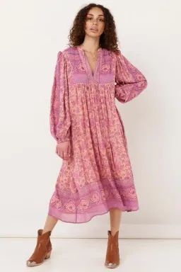 Spell The Folk Song Boho Dress Pink Size 10 for rent on The Volte - image 1