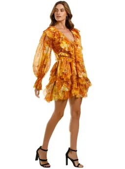 Leo Lin Kiss Ruffle Mini Dress Yellow Size AU 12 for rent on The Volte - image 2