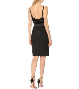 Dolce Gabbana Satin And Lace Pencil Skirt Black Size 6 for rent on The Volte - image 2