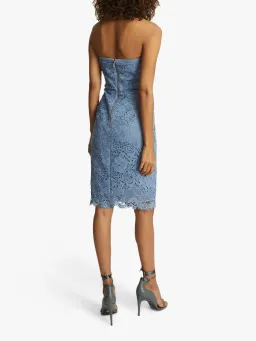 Reiss Finley Lace Bodycon Strapless Dress in Dusty Blue Size 8 for rent on The Volte - image 2