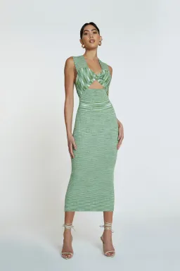 By Johnny Leora Latice Knit Midi Dress Matcha Size 10 for rent on The Volte - image 1