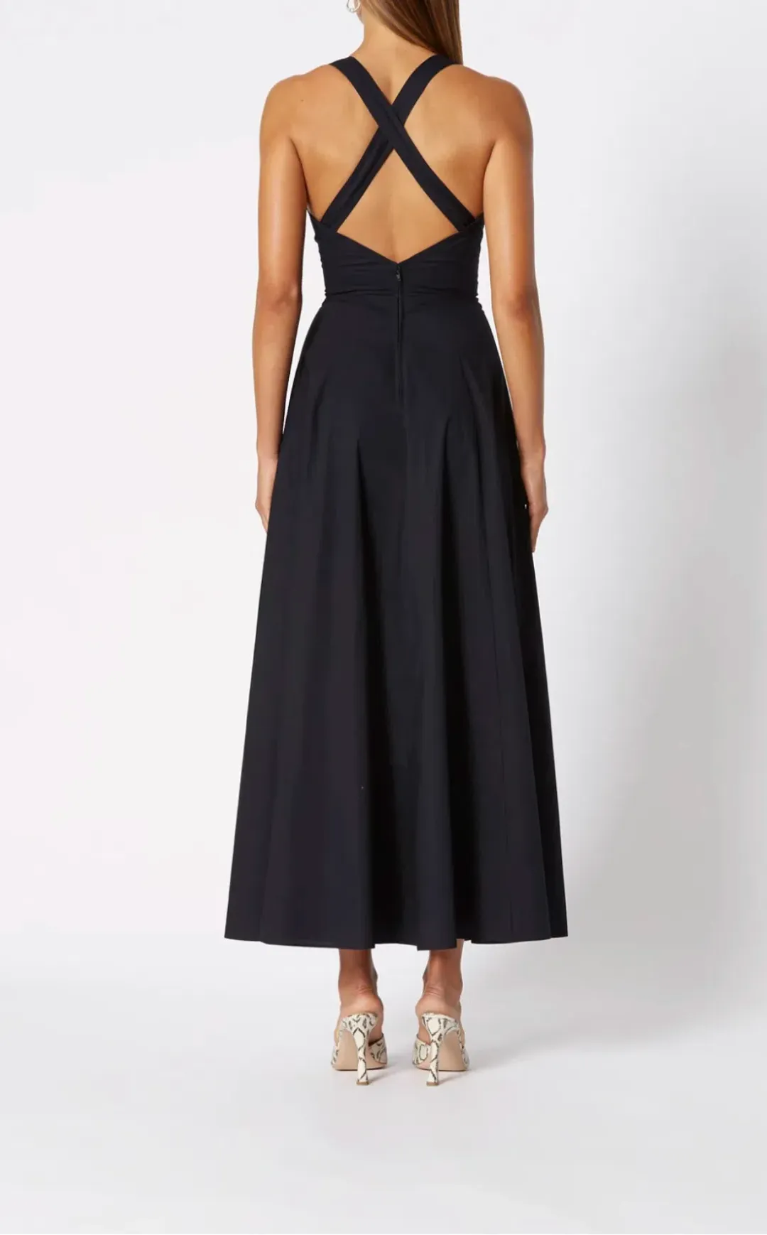 Scanlan Theodore Cotton Cross Back Dress Navy Size 10 for rent on The Volte - main image
