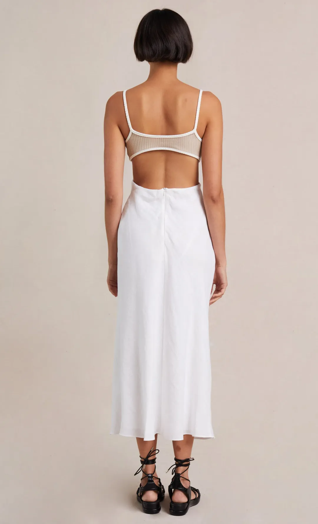 Bec & Bridge Demi Midi Dress Ivory Size 8 for rent on The Volte - main image