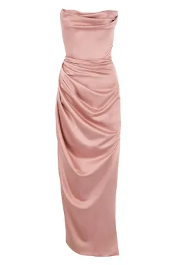 House of CB Adrienne Satin Strapless Gown Blush Size 6 for rent on The Volte - image 5