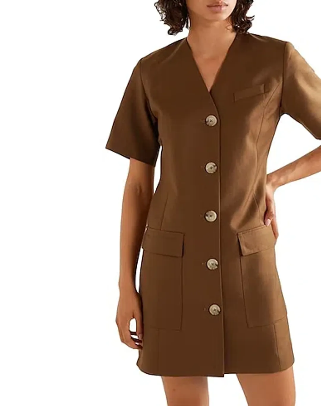 Anna Quan Portia Single Breasted Tailored Dress Brown Size 10 for rent on The Volte - main image