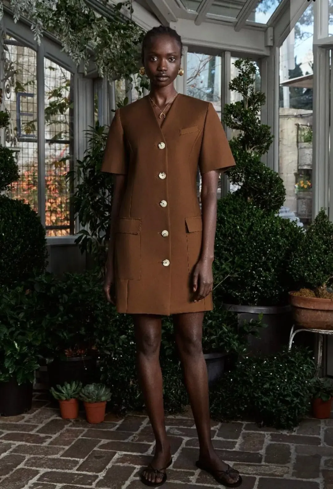 Anna Quan Portia Single Breasted Tailored Dress Brown Size 10 for rent on The Volte - main image