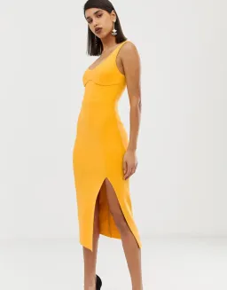 Bec & Bridge Elle Midi Dress Yellow Size 6 for rent on The Volte - image 1