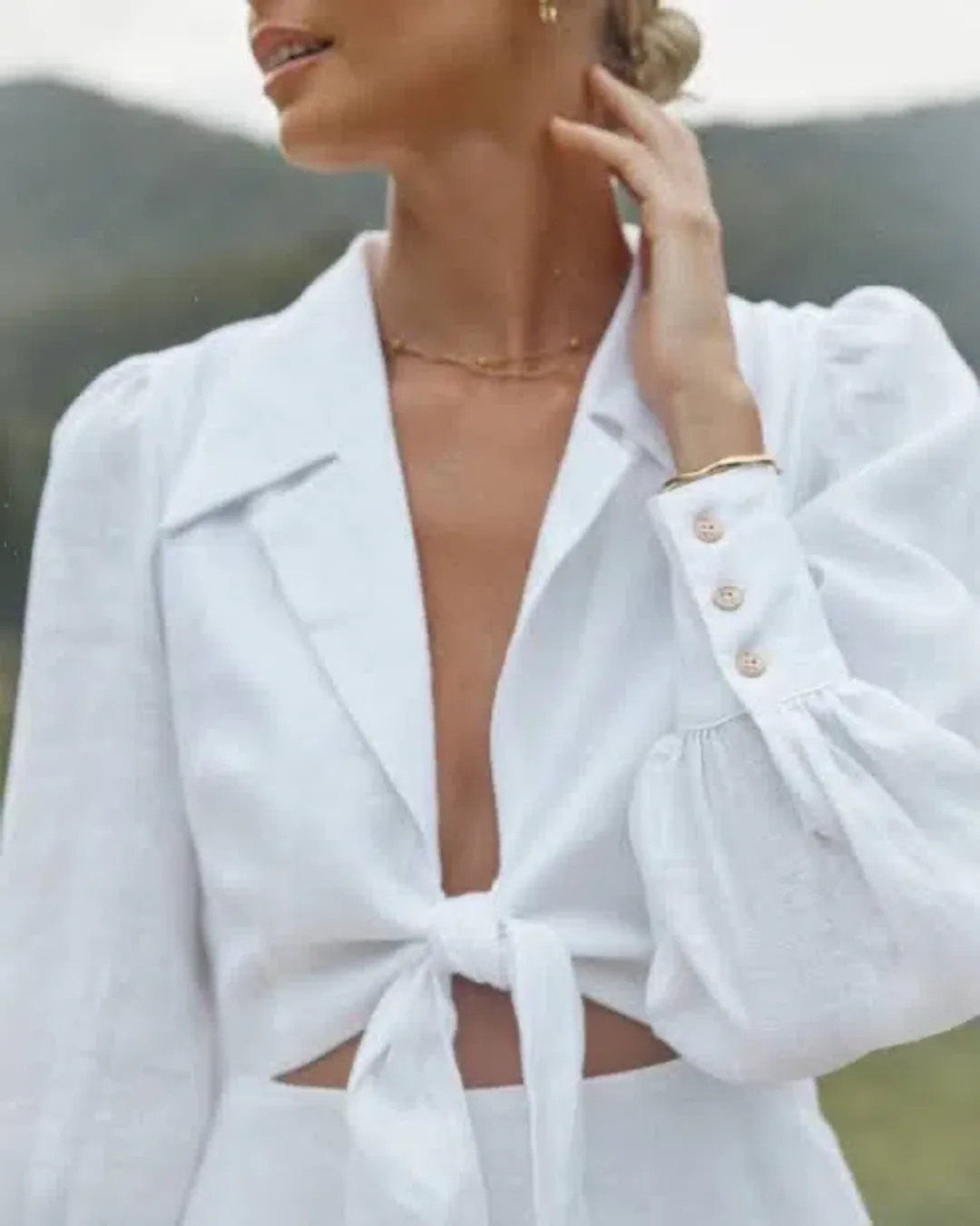 Dissh Sia Linen Collar Midi Dress White Size 10 for rent on The Volte - main image