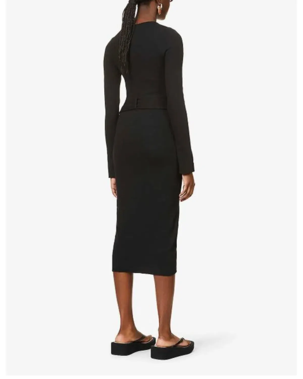 Viktoria & Woods Esplanade Split Sleeve Cotton Midi Dress Black Size 10 - Image 3