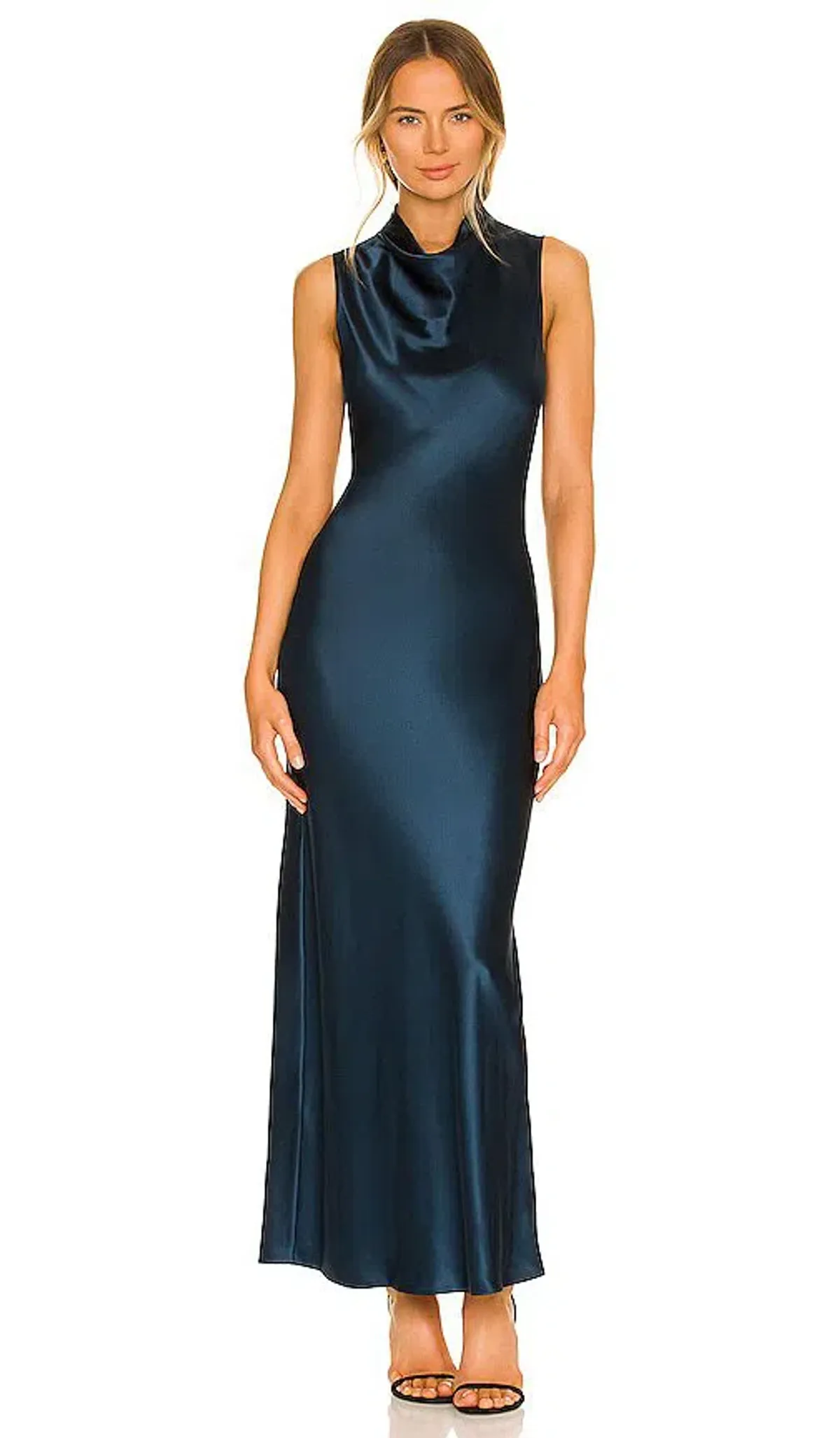 Navy Blue Satin floor length maxi Dress - Size 0 (Veronica Beard, Kura Satin Dress) for rent on The Volte - main image