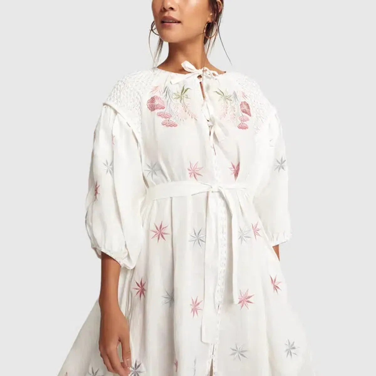 Innika Choo White Midi Smock Dress Print One Size - Image 3