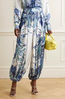 Zimmermann Glassy Pleated Silk Twill Harem Pants Print Size 3 / AU 14 for rent on The Volte - image 2