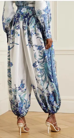 Zimmermann Glassy Pleated Silk Twill Harem Pants Print Size 3 / AU 14 for rent on The Volte - image 3