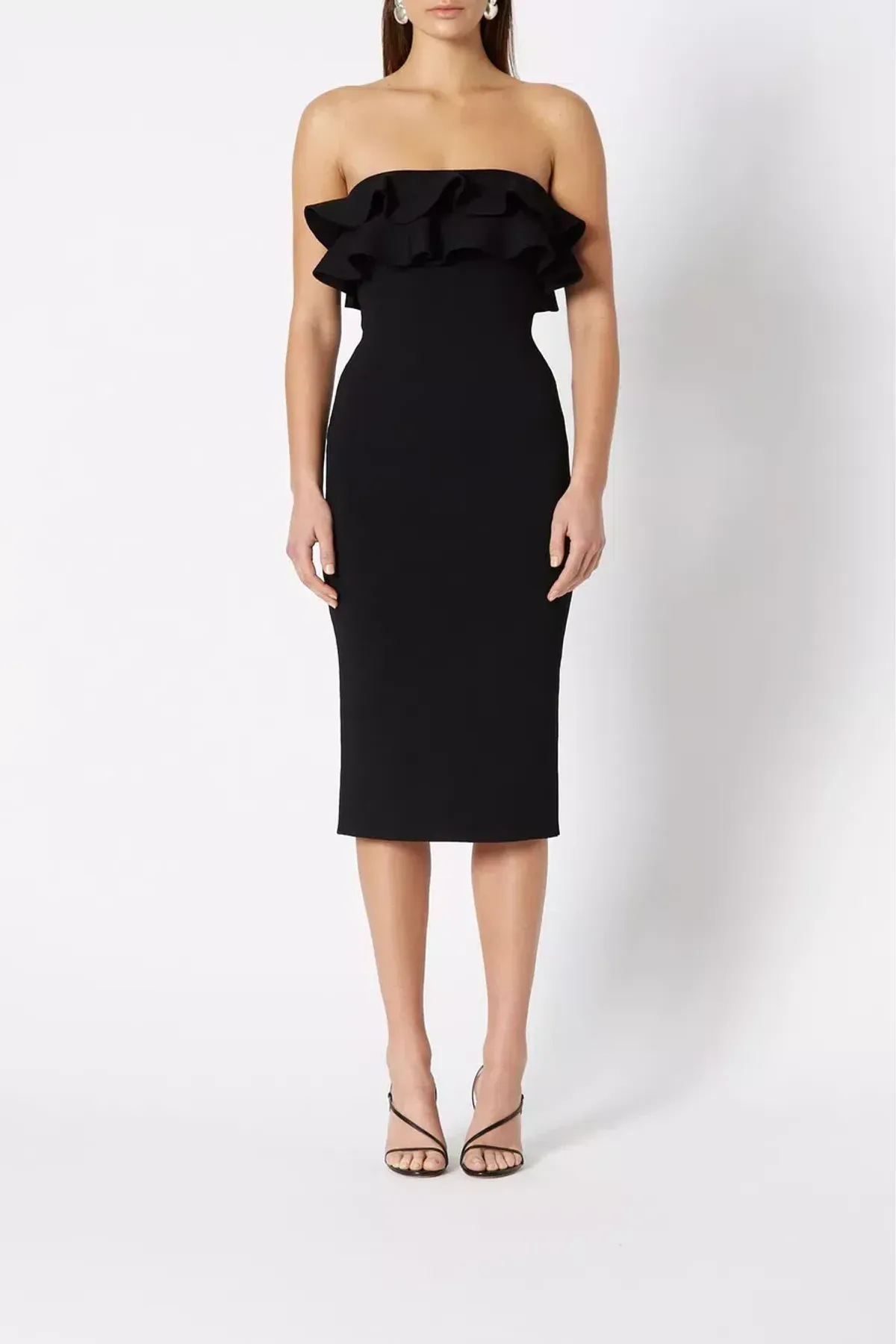 Scanlan Theodore Crepe Knit Strapless Dress Black Size 6 - Image 2