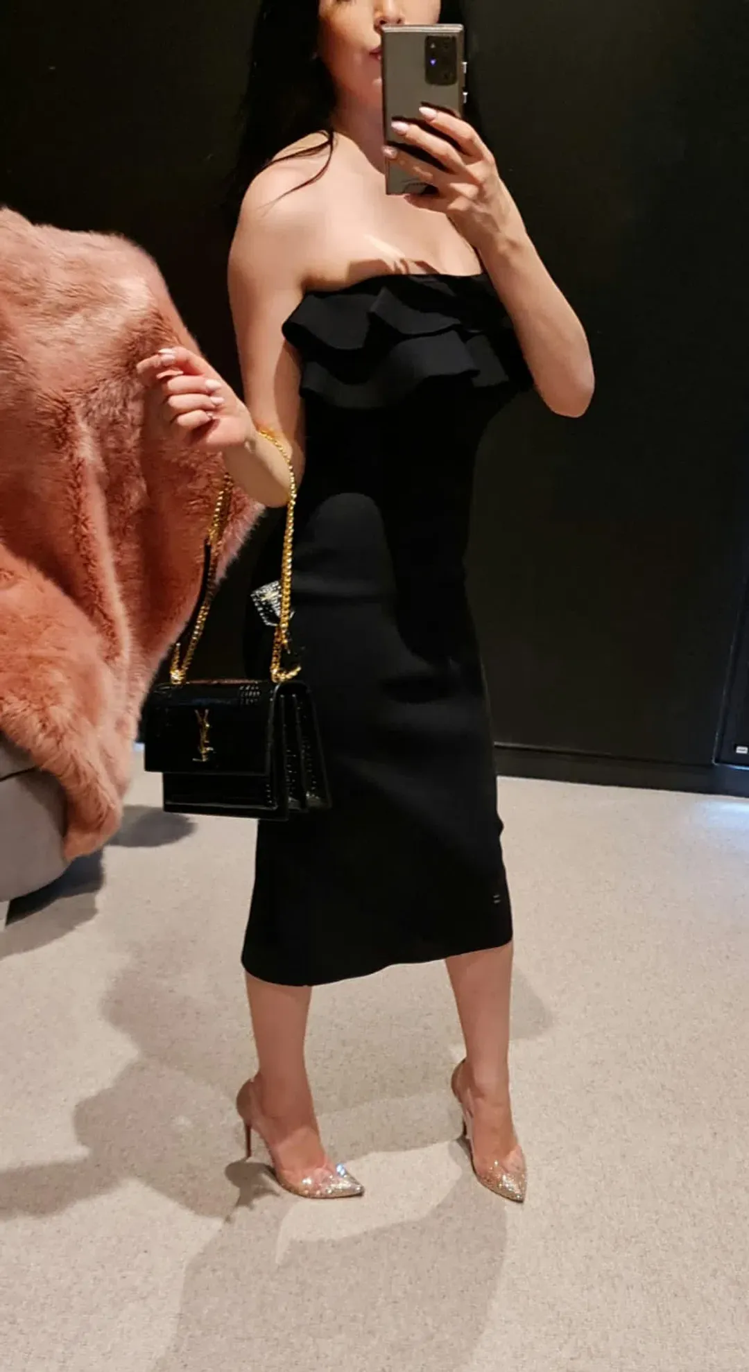 Scanlan Theodore Crepe Knit Strapless Dress Black Size 6 for rent on The Volte - main image