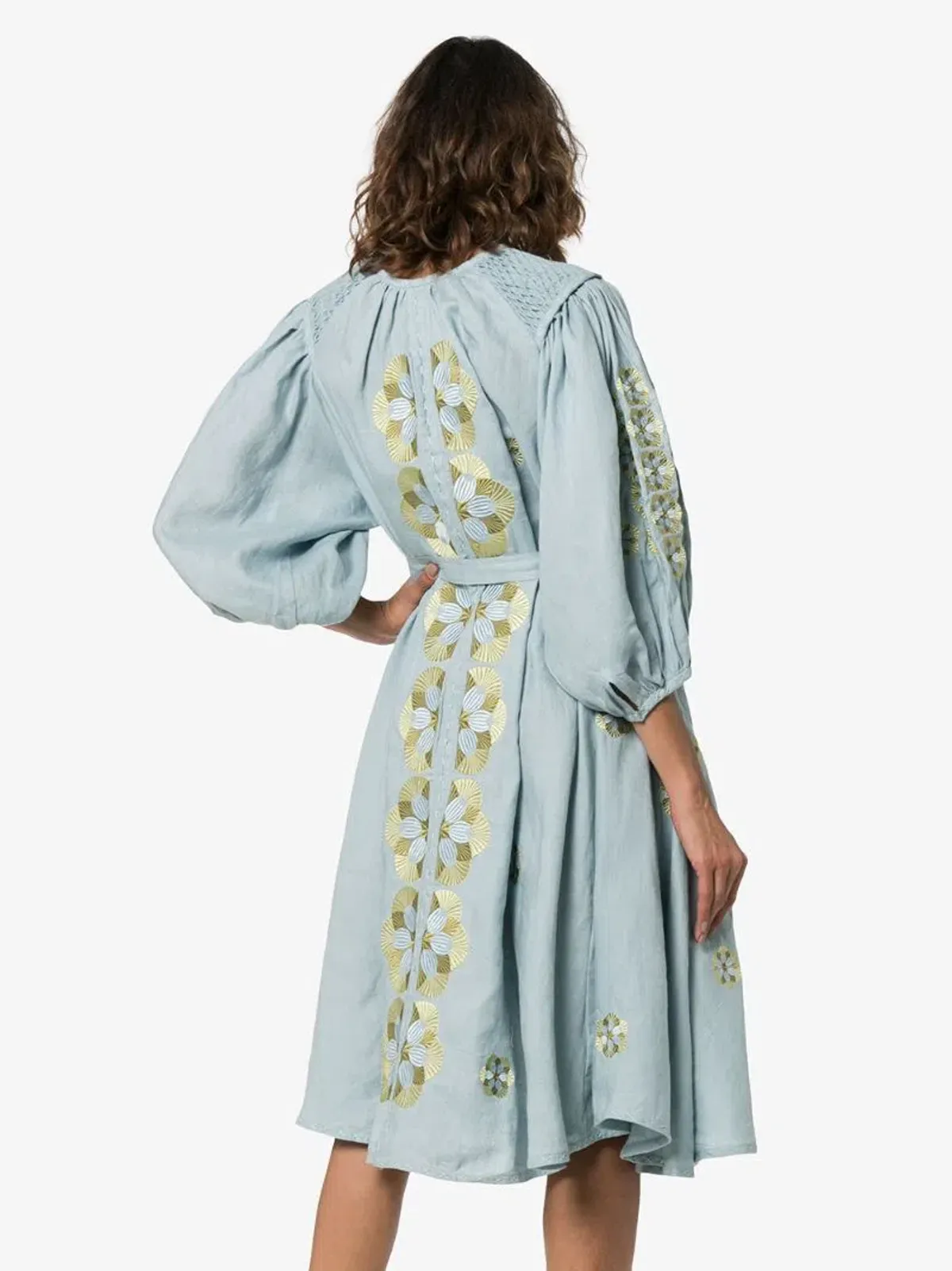 Innika Choo Sir Kulksware Blue Midi Smock Print Dress One Size - Image 2