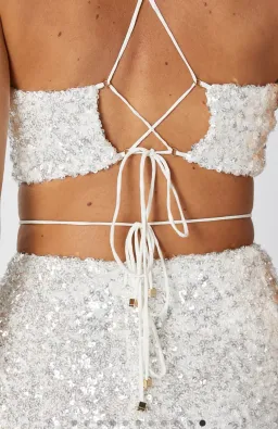 Winona Elodie Halter Dress White Sequin Size 8 for rent on The Volte - image 5