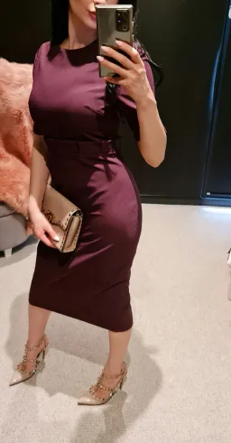Ted Baker Midi Dress Burgundy Size 8 for rent on The Volte - image 4