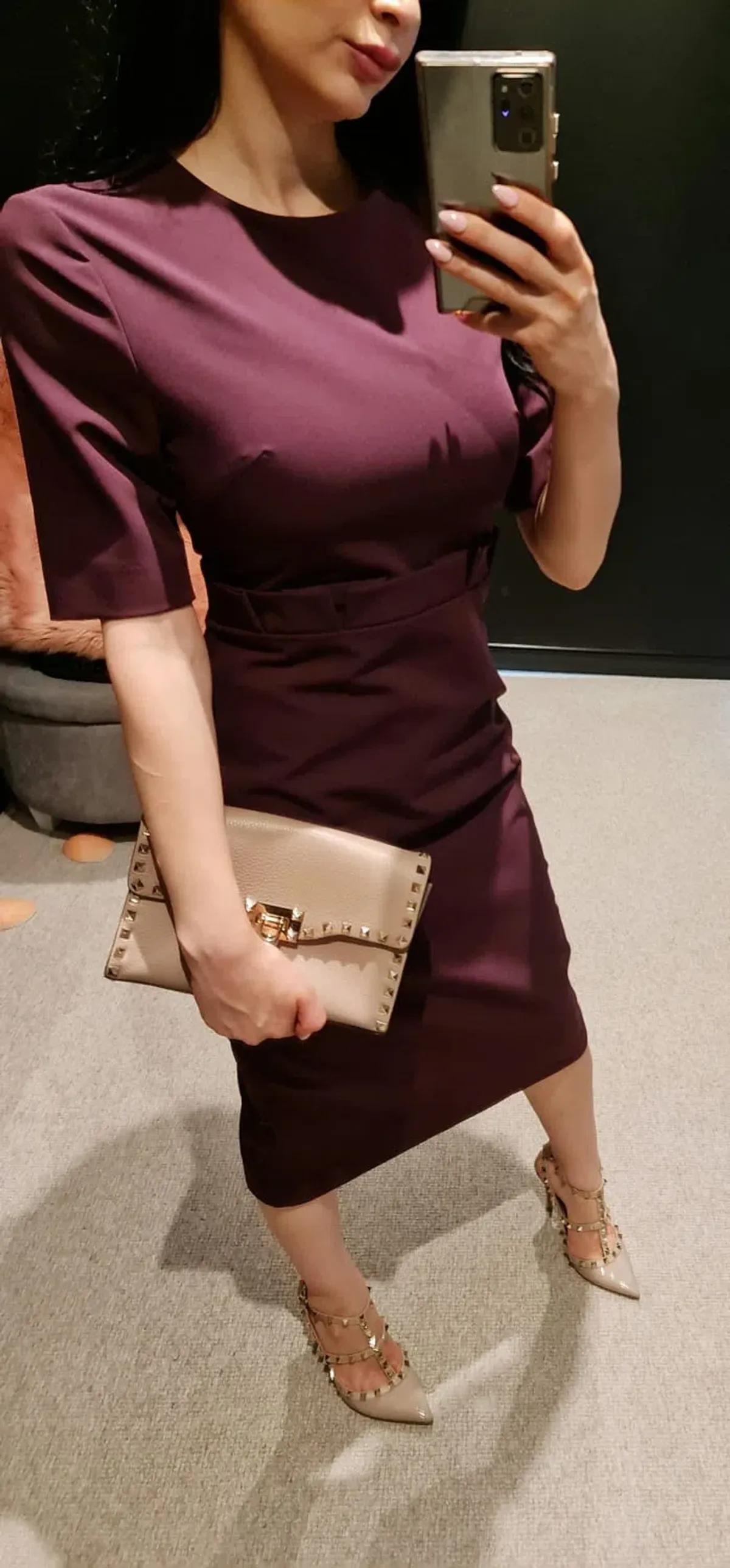 Ted Baker Midi Dress Burgundy Size 8 - Image 1