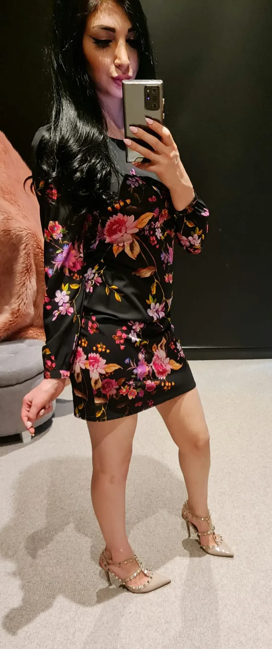 Alannah Hill Dress Black Floral Print Size 6 for rent on The Volte - main image