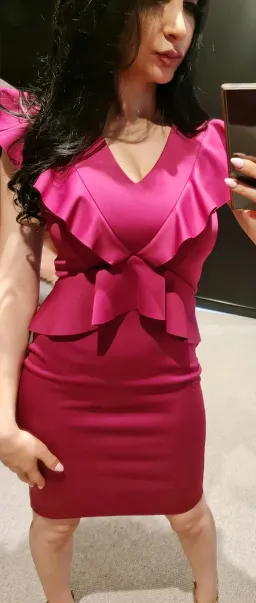 Ted Baker Alair Ruffle Peplum Bodycon Dress in Hot Pink Size 6 for rent on The Volte - image 3