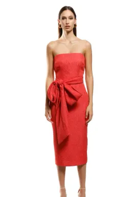 Rebecca Vallance Francesca Tie Midi Dress Red Size 8 for rent on The Volte - image 1