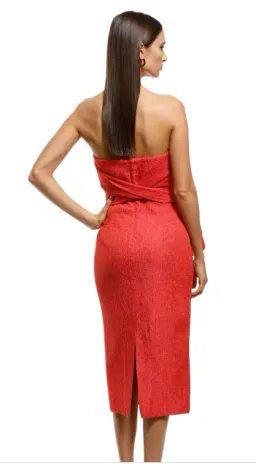 Rebecca Vallance Francesca Tie Midi Dress Red Size 8 for rent on The Volte - image 2