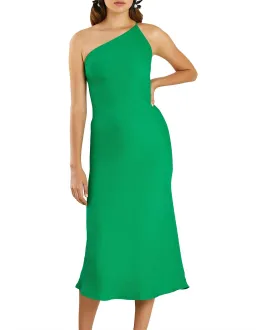 By Johnny Asymmetric Crimp Bias Midi Dress Green Size 12 for rent on The Volte - image 1