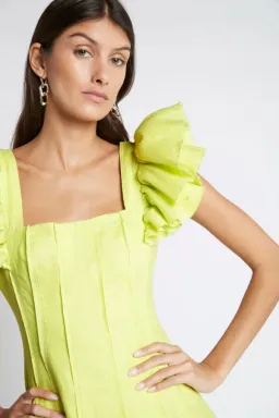 Aje Breathless Frill Sleeve Mini Dress Green Size 8 for rent on The Volte - image 4