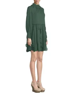 See By Chloe Floral Lace Puff-Sleeve Midi Dress Green Size 10 for rent on The Volte - image 3