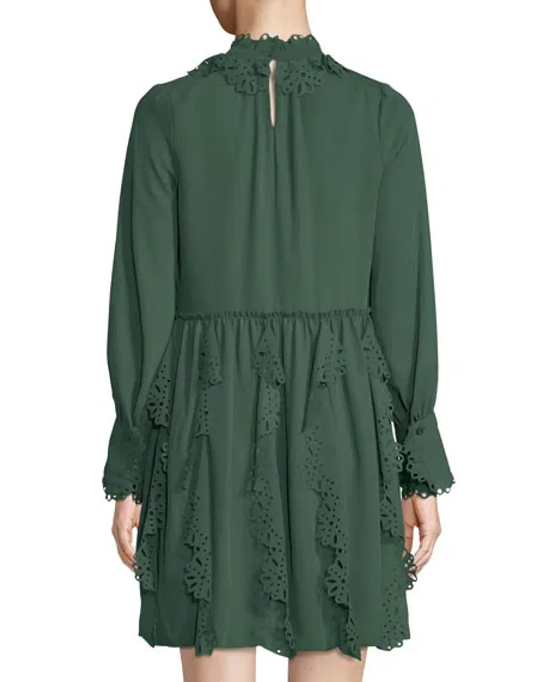 See By Chloe Floral Lace Puff-Sleeve Midi Dress Green Size 10 for rent on The Volte - main image
