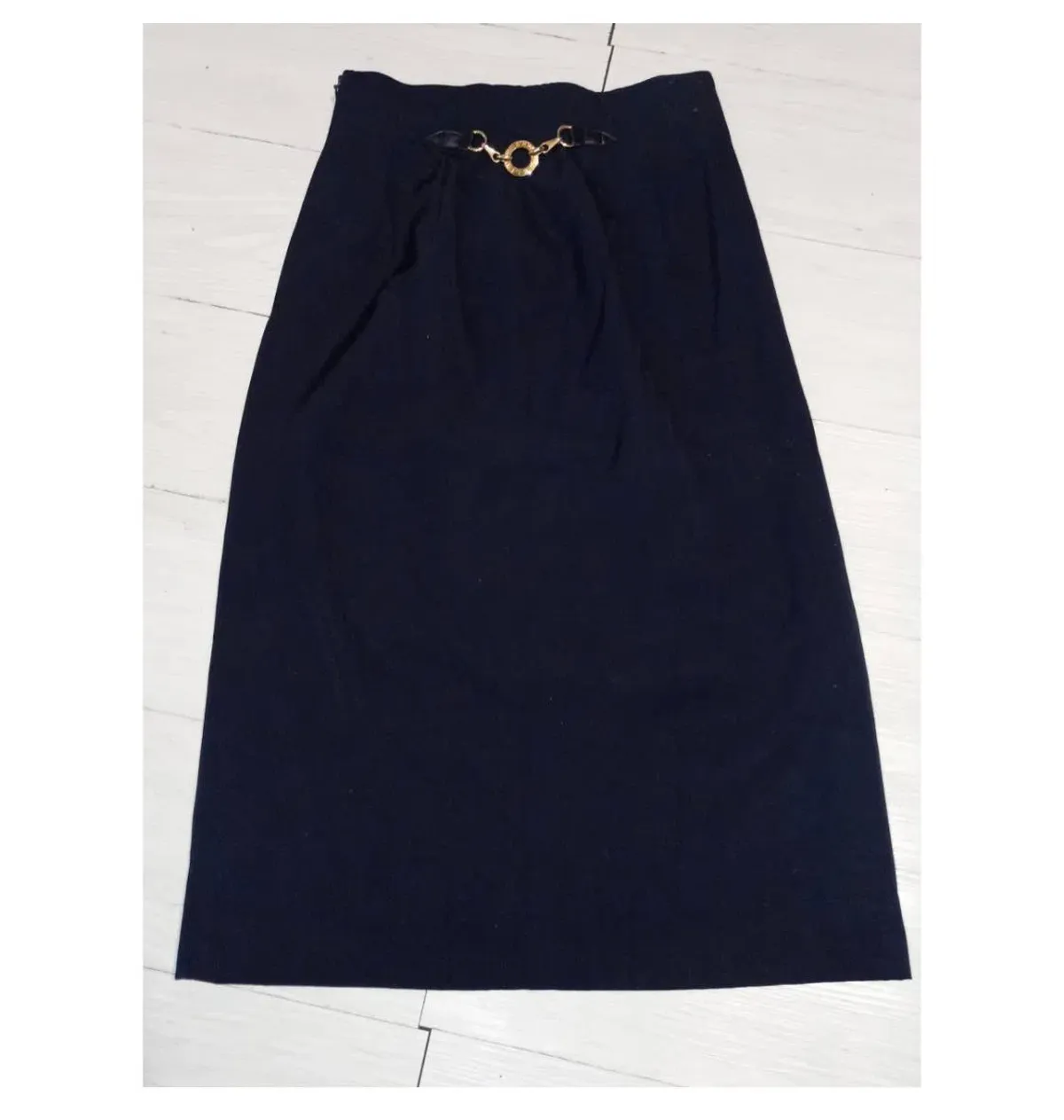 Céline Wool Mid-Length Skirt Navy Size 8 - Image 1