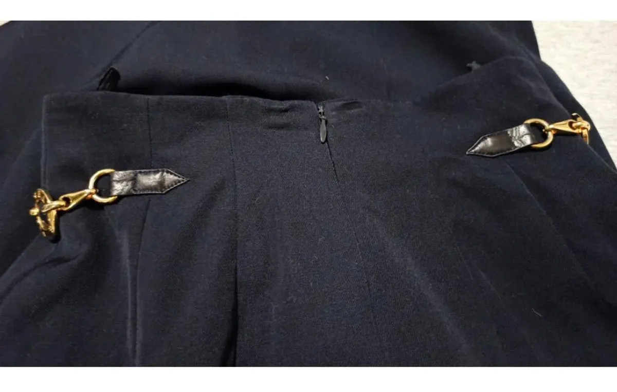 Céline Wool Mid-Length Skirt Navy Size 8 - Image 3