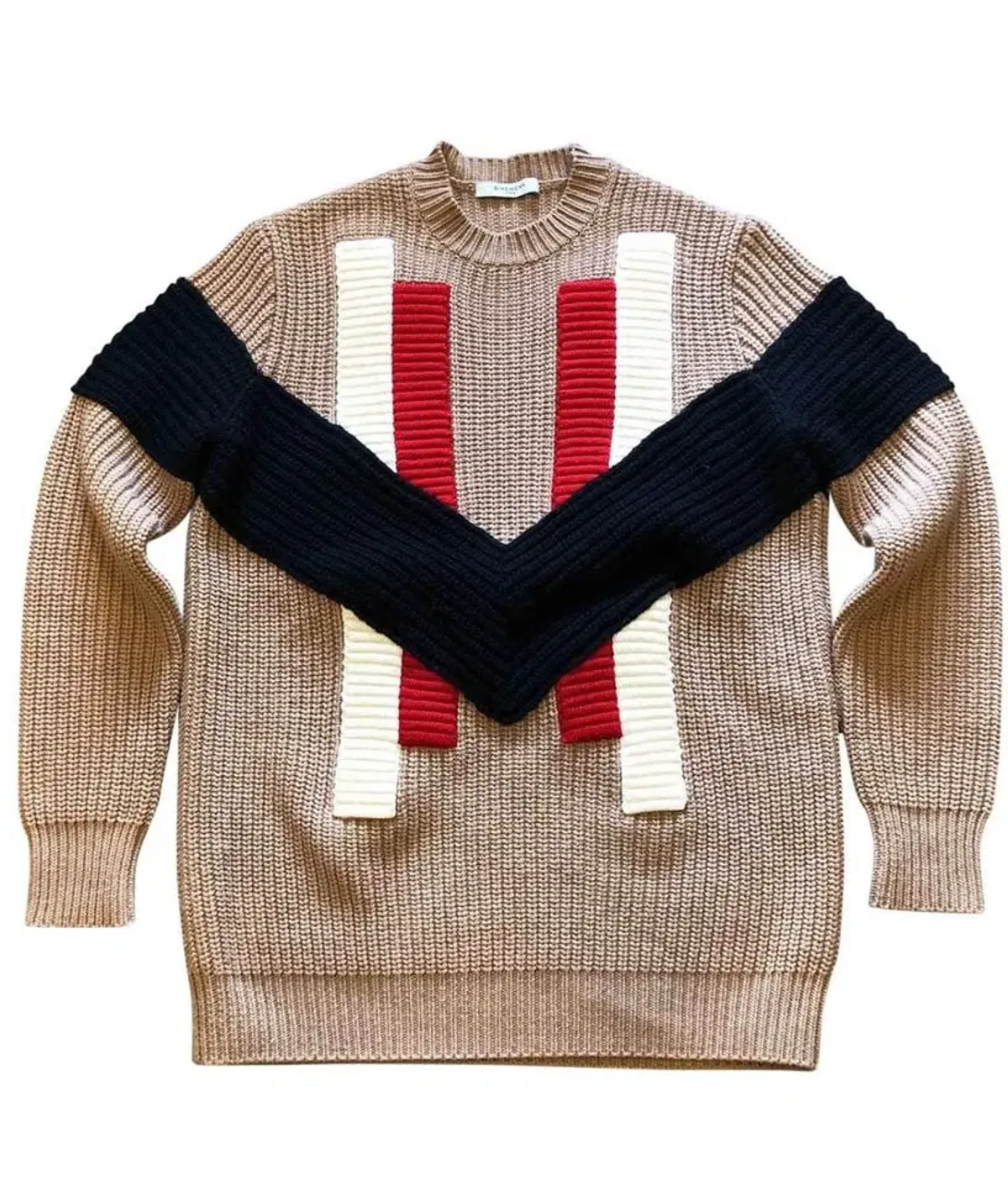 Givenchy Wool & Cashmere V-Detail Sweater Beige Size 8 for rent on The Volte - main image