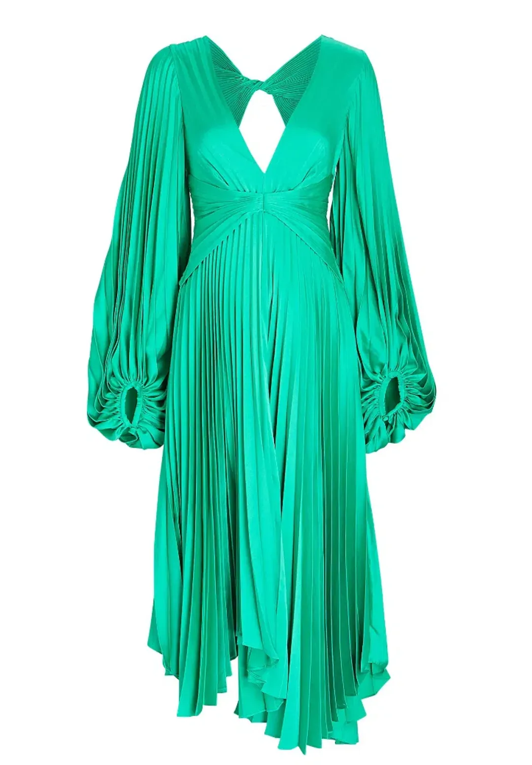 Acler Palms Pleated Satin Midi Dress Green Size 10 for rent on The Volte - main image