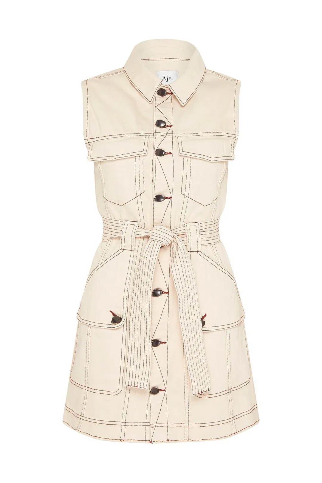 Aje Silvatica Mini Dress Beige Size 6 for rent on The Volte - main image