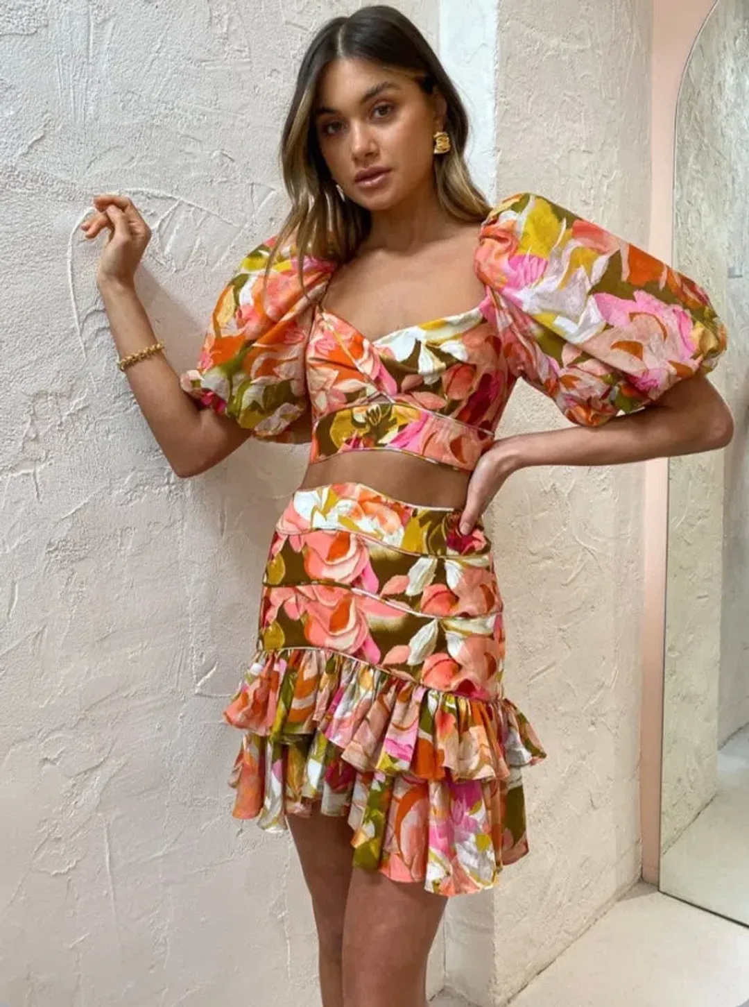 Acler Porter Top and Skirt Set Print Size 10 for rent on The Volte - main image