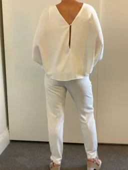 Halston Draped Crepe de Chine Jumpsuit White Size 8 for rent on The Volte - image 5