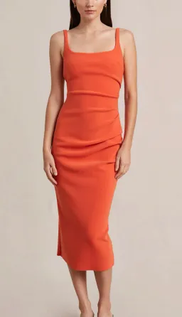 Bec & Bridge Elroy Tuck Midi Dress Orange Size 6 / XS for rent on The Volte - image 2