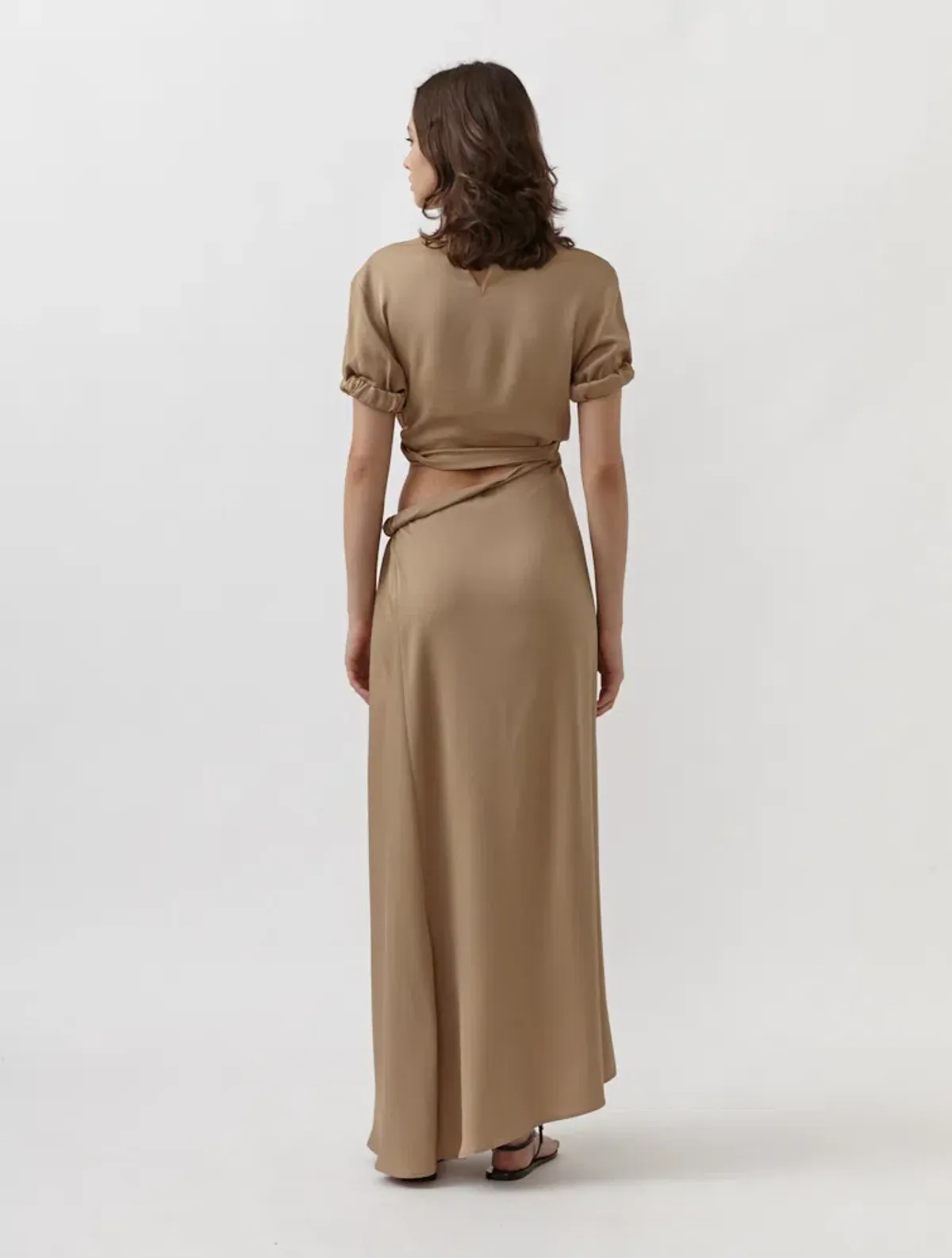 Christopher Esber Rolled Up Tee Dress in Tan Nude Size 8 - Image 3