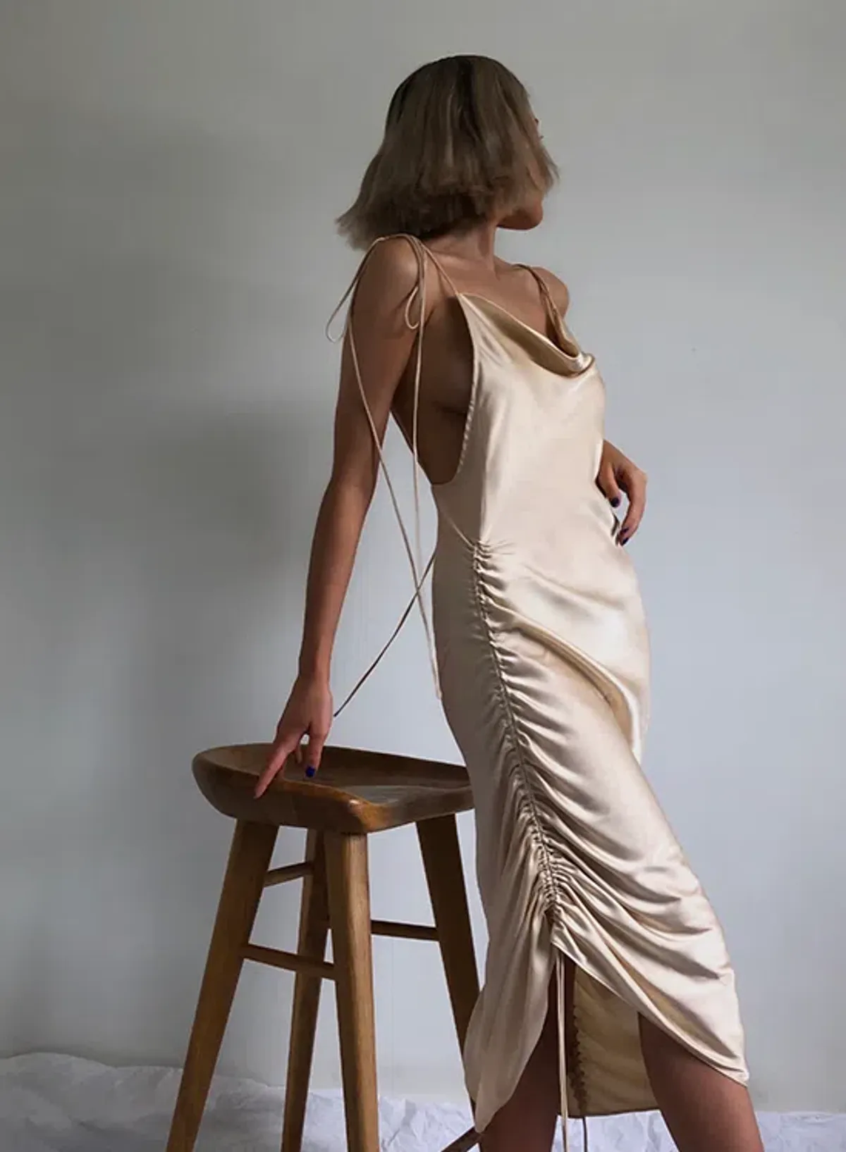 Orseund Iris Drawstring Dress Cream Size S - Image 2