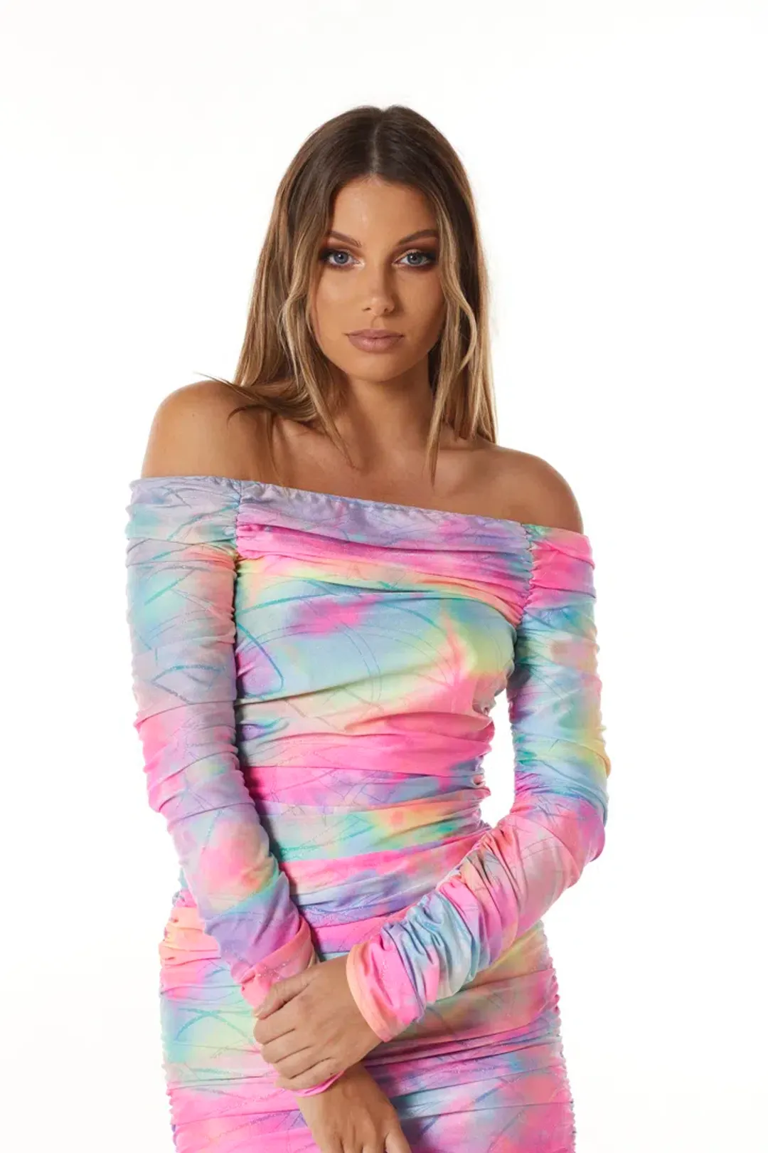 Sies Marjan Jolene Glitter Tie Dye Mini Dress Multi Size 8 for rent on The Volte - main image