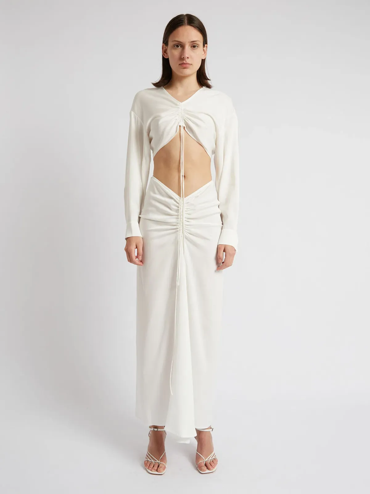 Christopher Esber Ruched Crop Shirt White Size 6 - Image 1
