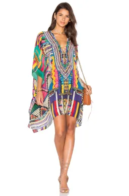 Camilla Woven Wonderland Short Lace Up Kaftan Print One Size for rent on The Volte - image 1