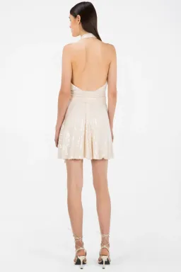Misha Tia Embellished Dress Cream Sequin Size M for rent on The Volte - image 2