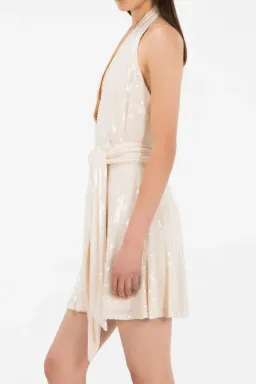 Misha Tia Embellished Dress Cream Sequin Size M for rent on The Volte - image 3