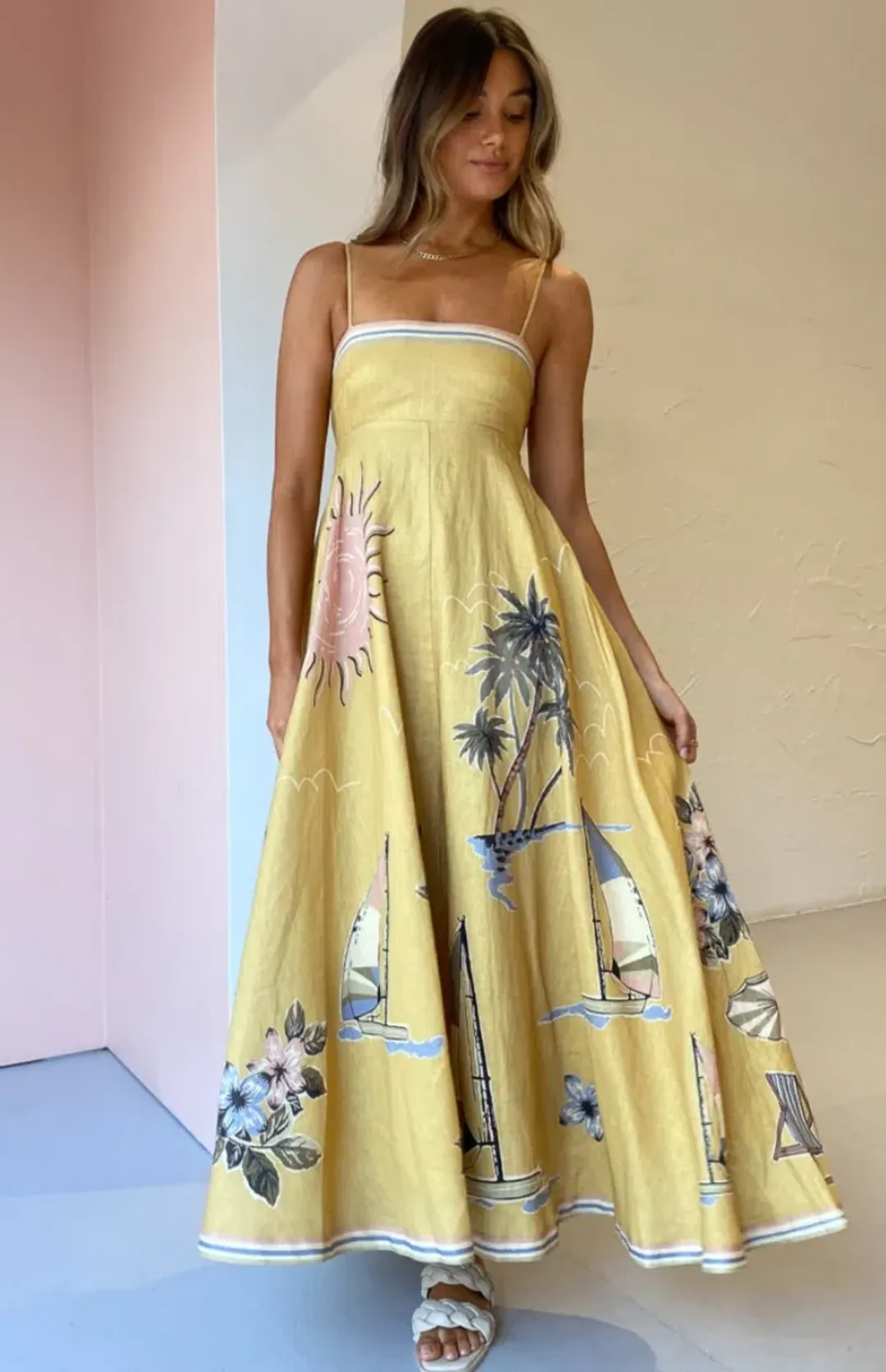 Alemais Sunset Shades Sundress Sand Size 12 for rent on The Volte - main image