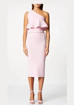 Scanlan Theodore One Shoulder Crepe Knit Dress Pink Size M / Au 10 for rent on The Volte - image 1